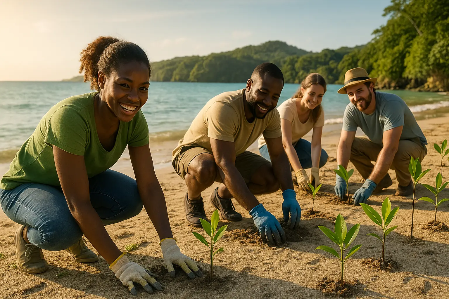 Conservation volunteering Jamaica – beach cleanup and tree planting in San San Bay